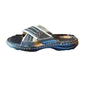 Earth Spirit Melissa Elgron 2000 Bluegreen Leather Slippers Women's 7.5